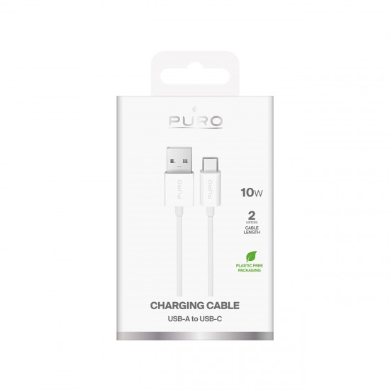 Puro 10W TPE USB-A - USB-C Cable 2m - White