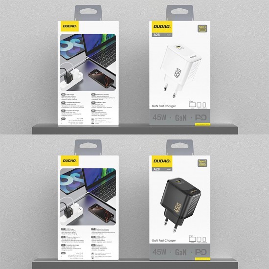 Dudao A28 45W GaN USB-C Wall Charger - Black