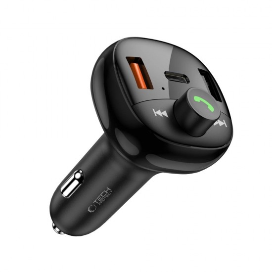 Tech-Protect CC06 3-port PD72W car charger with transmitter - black