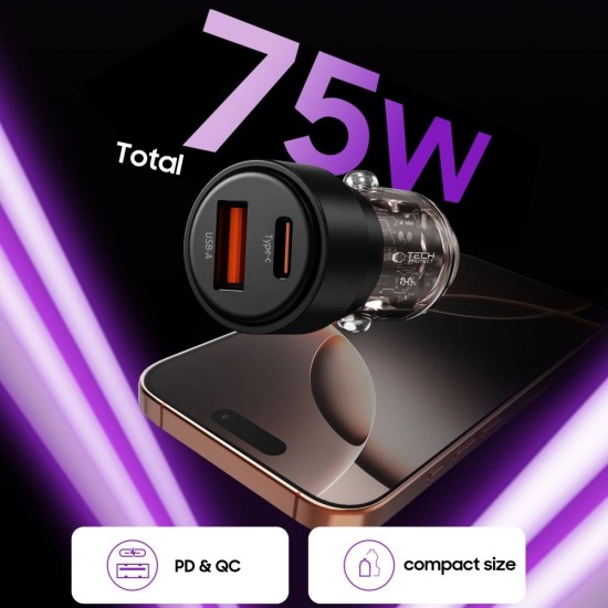 CC03 2-port PD75W car charger - black
