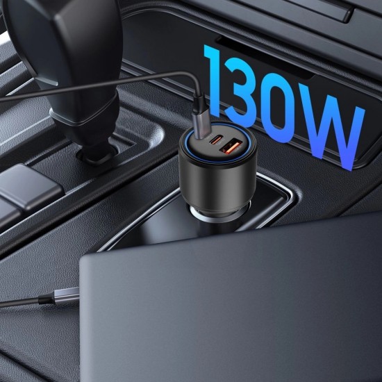 CC04 3-port PD130W car charger - black