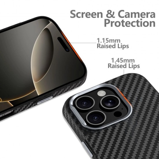 Tech-Protect Ion Carbon MagSafe iPhone 16 Pro Case - Black/Grey