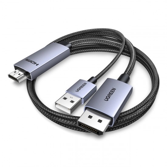 Ugreen HD169 HDMI to DisplayPort Directional Cable, 4K@60Hz, 2m - Gray