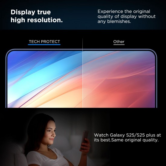 Tech-Protect Quick Set+ Tempered Glass for Samsung Galaxy S25 - Transparent