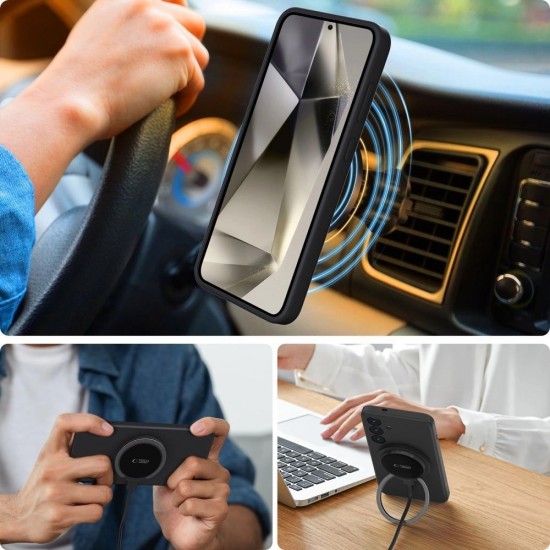 Tech-Protect Liquid Silicone MagSafe case for Samsung Galaxy S25 Edge - black