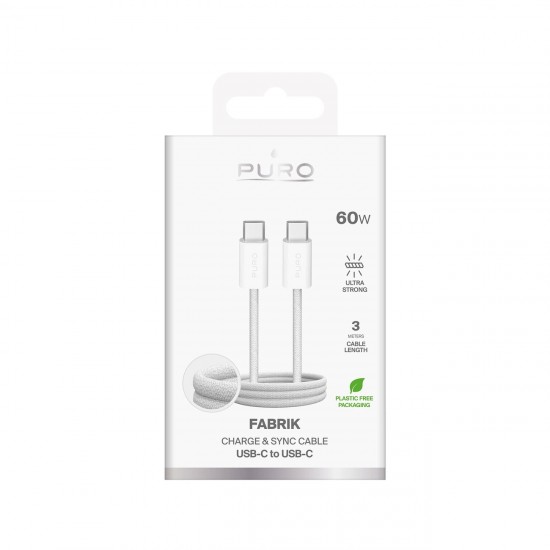 Puro Fabrik 4 240W braided USB-C - USB-C 1m cable - white