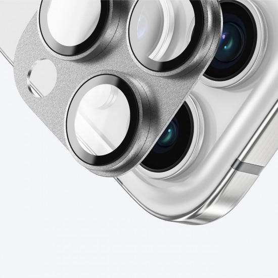 AmazingThing Aviation-Grade Alloy Tempered Glass Lens for iPhone 16 Pro / 16 Pro Max Camera Lens - Gray