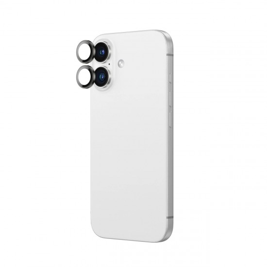 AmazingThing AR Aluminum 2 Lens Glass with Camera Lens Frame for iPhone 16 / 16 Plus - Black