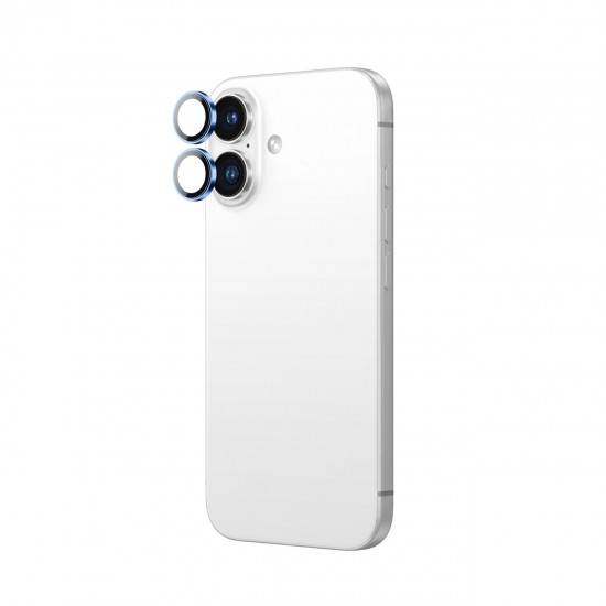 AmazingThing AR Aluminum 2 Lens Glass with Camera Lens Frame for iPhone 16 / 16 Plus - Blue