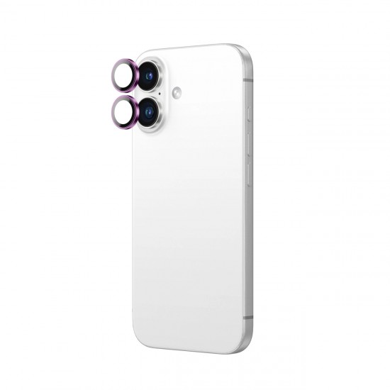 AmazingThing AR Aluminum 2 Lens Glass with Camera Lens Frame for iPhone 16 / 16 Plus - Pink