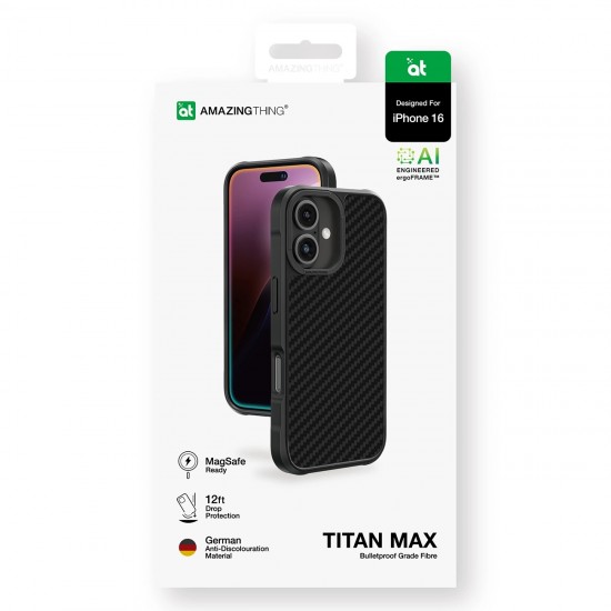 AmazingThing Titan Max Case with 1500D Aramid Fibers for iPhone 16 - Black