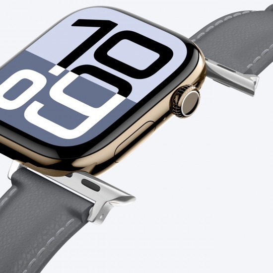 AmazingThing Class Band Leather Strap for Apple Watch 45 / 46 / 49 mm - Gray