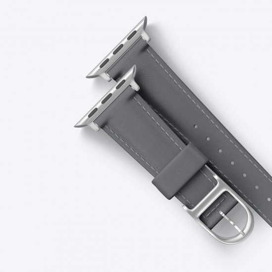 AmazingThing Class Band Leather Strap for Apple Watch 45 / 46 / 49 mm - Gray