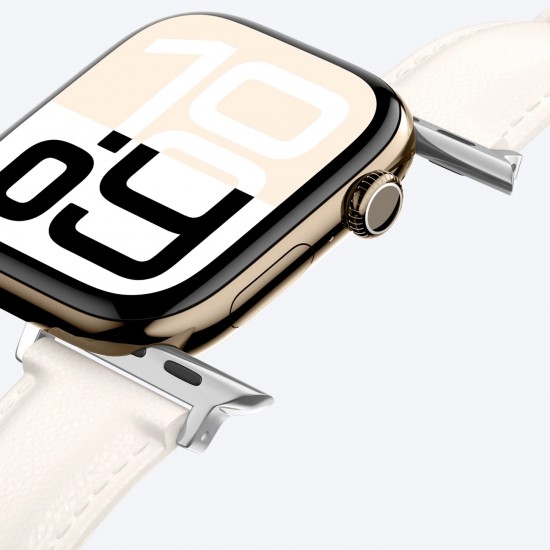 AmazingThing Class Band Leather Strap for Apple Watch 45 / 46 / 49 mm - Light Beige