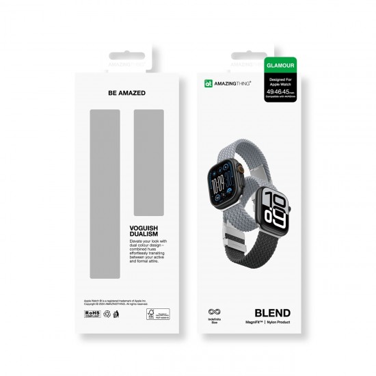 Set of 2 AmazingThing Blend Band for Apple Watch 45/46/49mm - Grey-Black/Grey