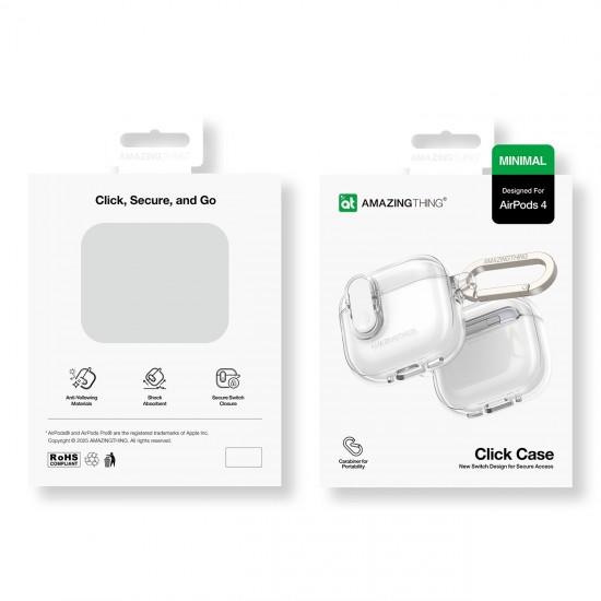 AmazingThing Minimal Case for AirPods 4 - Clear