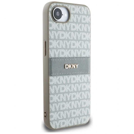 DKNY Repeat Texture Pattern with Tonal Stripe iPhone 16e Case - Beige
