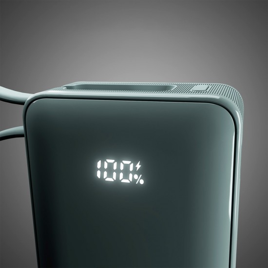 Powerbank SBS 10000 mAh 20W with built-in USB-C cable and digital display - gray
