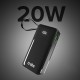 Powerbank SBS 10000 mAh 20W with built-in USB-C cable and digital display - black