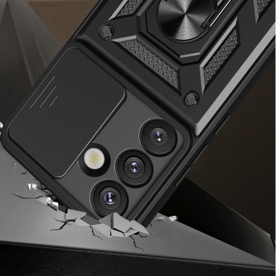 Hybrid Armor Camshield with Stand and Camera Cover for Nothing Phone (3a) 5G - Black