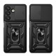 Hybrid Armor Camshield Case with Stand and Camera Cover for Samsung Galaxy M16 5G / F16 5G - Black