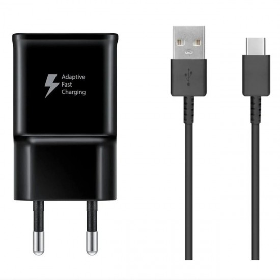 Samsung EP-TA200EBE USB-A 15W wall charger with EP-DR140ABE USB-A - USB-C cable (OOB Bulk - replacement packaging) - black