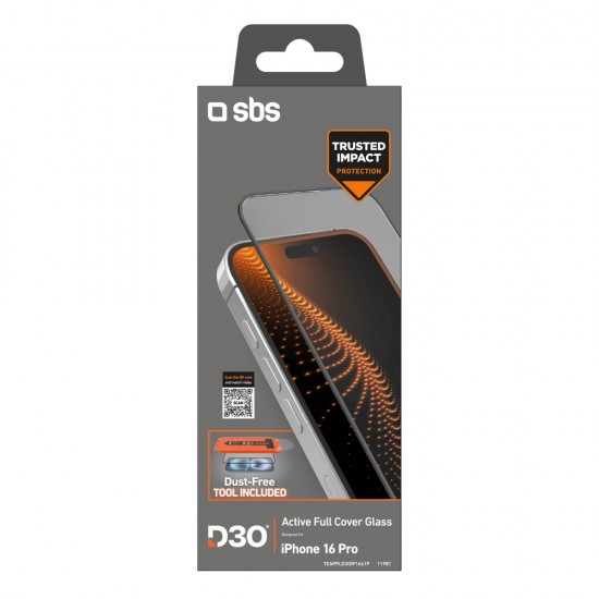 SBS tempered glass with D3O technology with applicator for iPhone 16 Pro