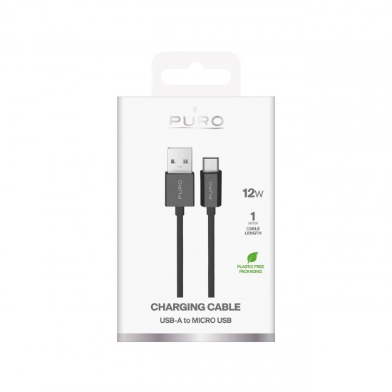 Puro TPE 12W USB-A - microUSB 1m Cable - Black