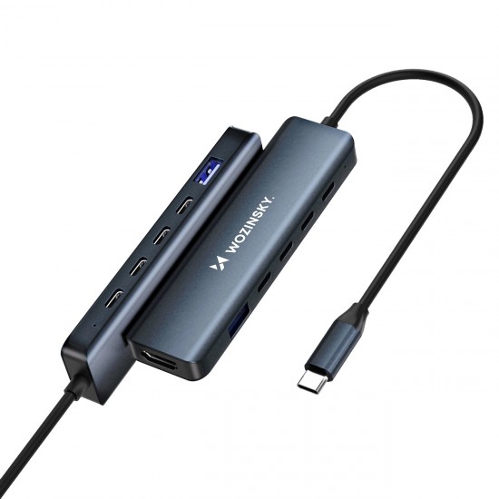 USB-C 6 in 1 Hub Wozinsky WHBC10Y4S Multifunctional, Aluminum, with 25 cm Cable - Gray