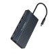 USB-C Hub 14 in 1 Wozinsky WDS03Y5S Multifunctional, Aluminum, for 3 Monitors, with 15 cm Cable - Gray