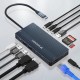 USB-C Hub 14 in 1 Wozinsky WDS03Y5S Multifunctional, Aluminum, for 3 Monitors, with 15 cm Cable - Gray