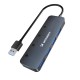 USB-A Hub Wozinsky WHS080YSS 4 x USB-A 3.0 with individual switches, aluminum, with 30 cm cable - gray