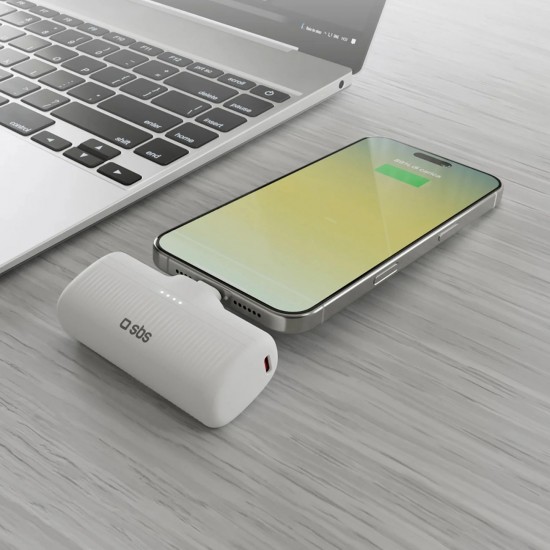 SBS EcoPower 5000 mAh 10W Powerbank with Built-in USB-C Port - White