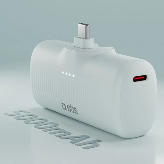 SBS EcoPower 5000 mAh 10W Powerbank with Built-in USB-C Port - Gray