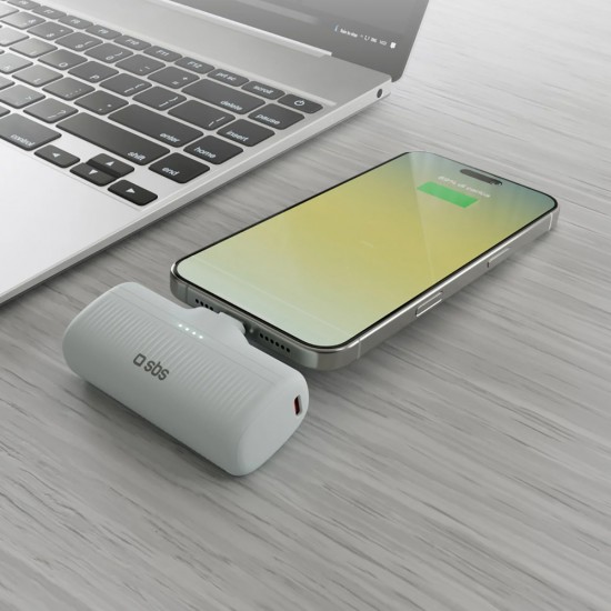 SBS EcoPower 5000 mAh 10W Powerbank with Built-in USB-C Port - Gray