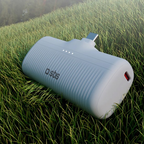 SBS EcoPower 5000 mAh 10W Powerbank with Built-in USB-C Port - Gray