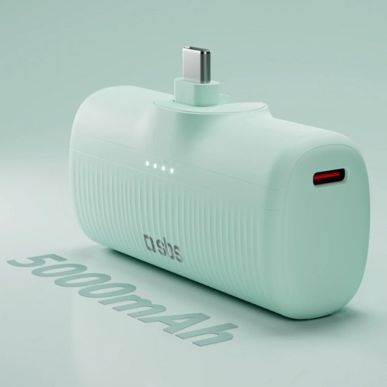 SBS EcoPower 5000 mAh 10W Powerbank with Built-in USB-C Port - Green