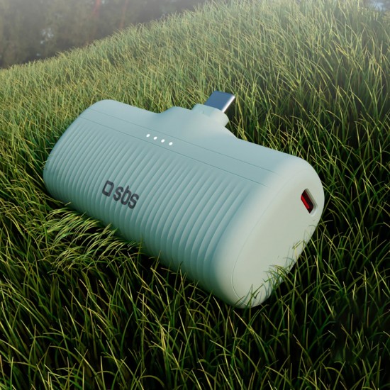 SBS EcoPower 5000 mAh 10W Powerbank with Built-in USB-C Port - Green