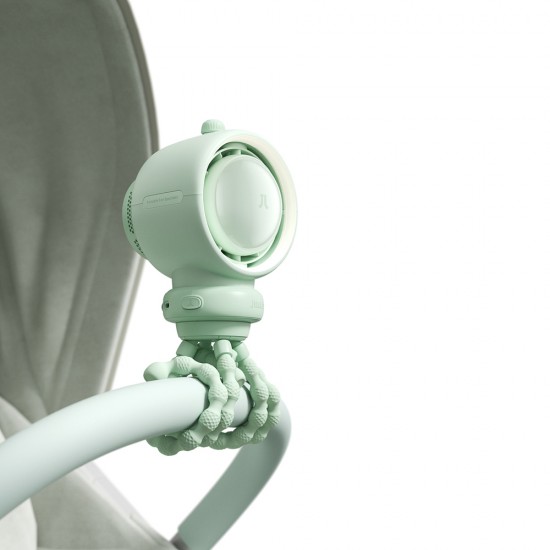 Jisulife Stroller Fan Life2S 5000mAh with Flexible Legs, Desk, Stroller, Filter - Green