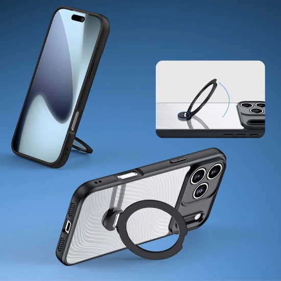 Dux Ducis Aimo Mag Case with Magnetic Ring and Stand for iPhone 17 Pro – Black