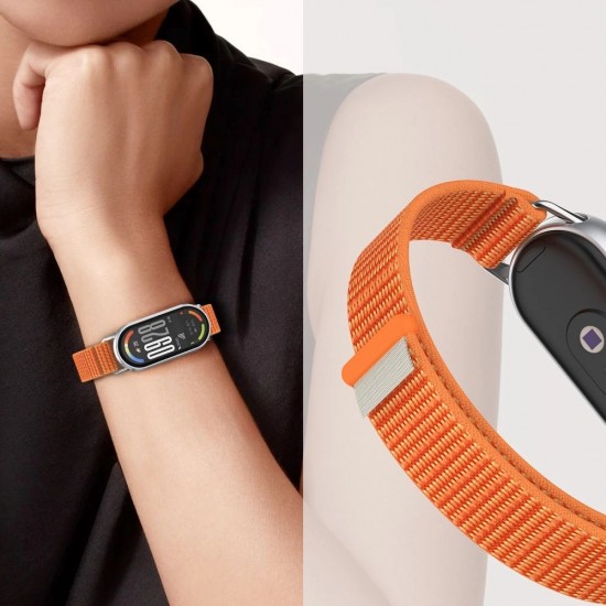 Tech-Protect Nylon Pro Strap for Xiaomi Smart Band 8/9/10/NFC - Black and Orange
