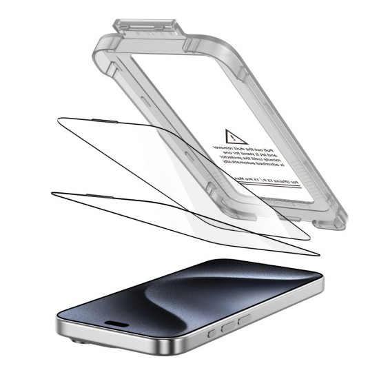 Tech-Protect Quick Set+ 2-pack tempered glass for iPhone 15 Pro - black