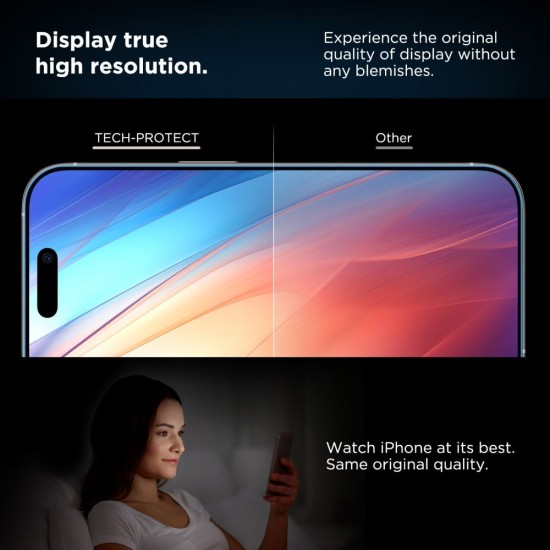 Tech-Protect Quick Set+ 2-pack tempered glass for iPhone 15 Pro - black