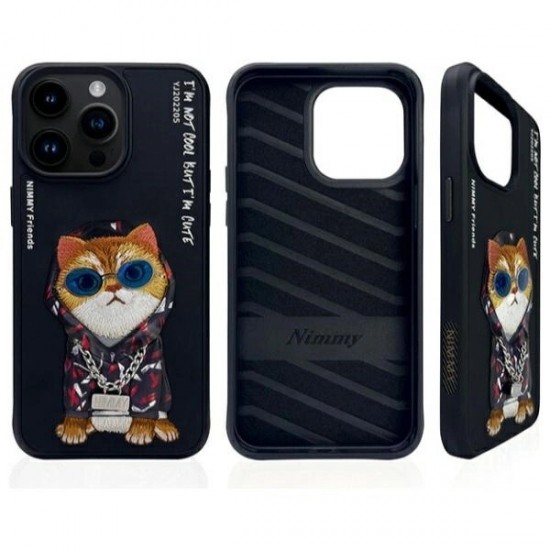 Nimmy Glasses Cool Cat Case for iPhone 15 Pro Max - Black