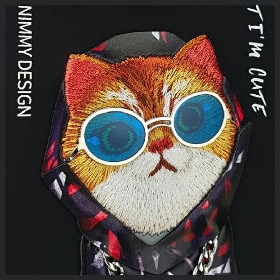 Nimmy Glasses Cool Cat Case for iPhone 15 Pro Max - Black