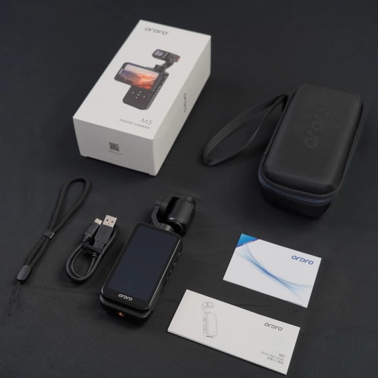 Ordro Pocket M5 3-Axis Gimbal Camera, 5K, for Vlogging and YouTube – Black