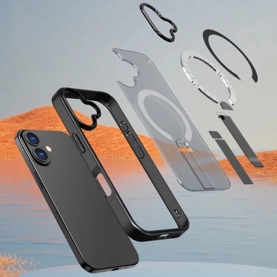 Hybrid Armor X case for iPhone 17 with MagSafe-compatible stand - black