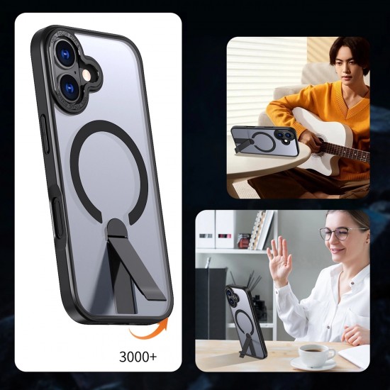 Hybrid Armor X case for iPhone 17 with MagSafe-compatible stand - black