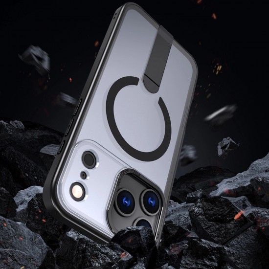 Hybrid Armor X case for iPhone 17 Pro with MagSafe-compatible stand - black