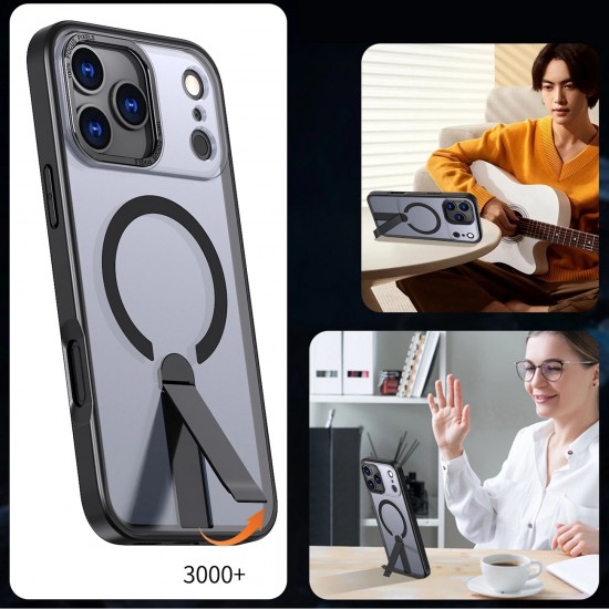 Hybrid Armor X case for iPhone 17 Pro with MagSafe-compatible stand - black